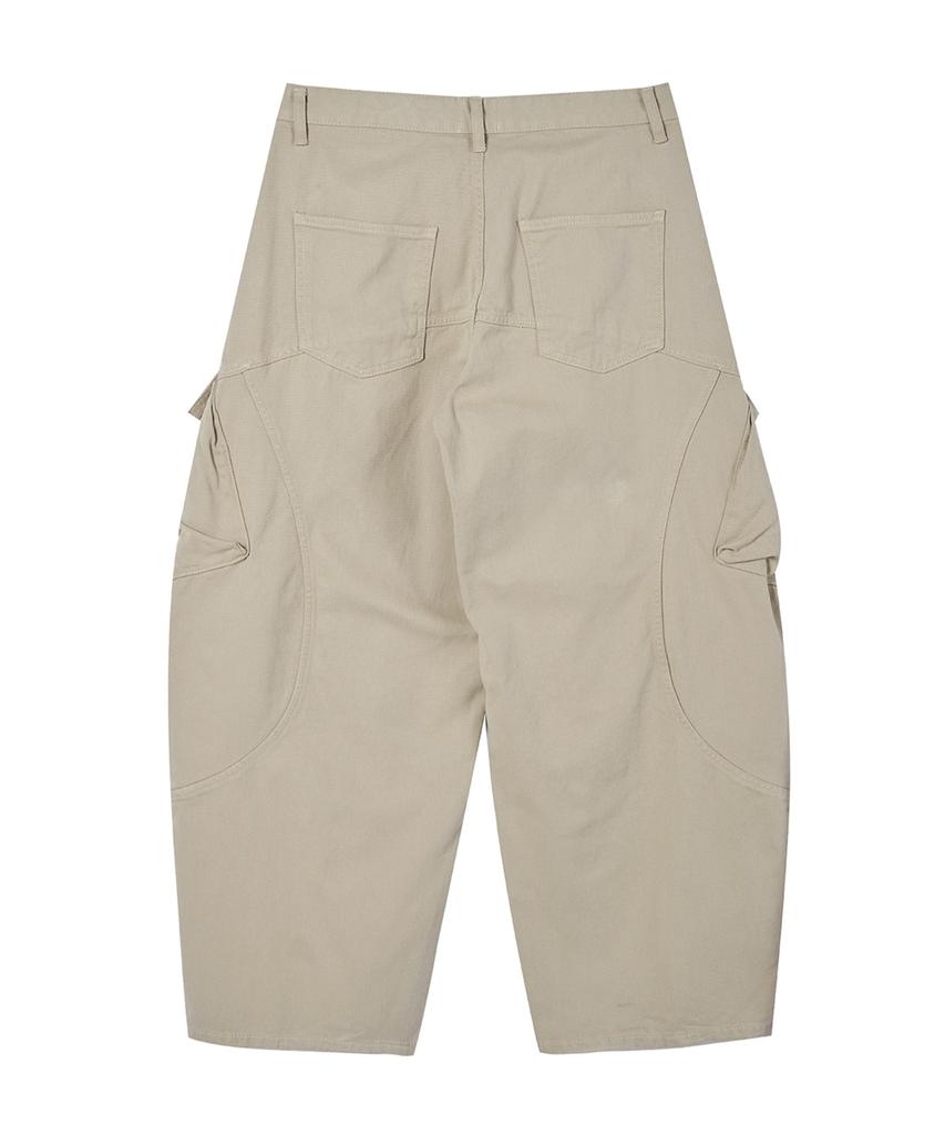 Akesi Carving Washed Cotton Cargo Pants_Beige
