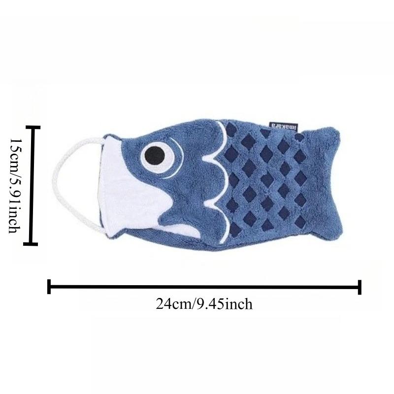 1pc Cute Cartoon Koi Shaped Hanging Hand Towel for Home Bathroom Children's Super Absorbent Handkerchief Square Kitchen