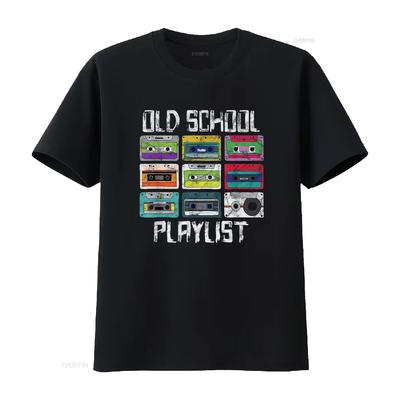 Cassette Tape Music T Shirt Retro 80s Old School Playlist Black Large Vintage Washed Breathable Versatile Designer Clothes