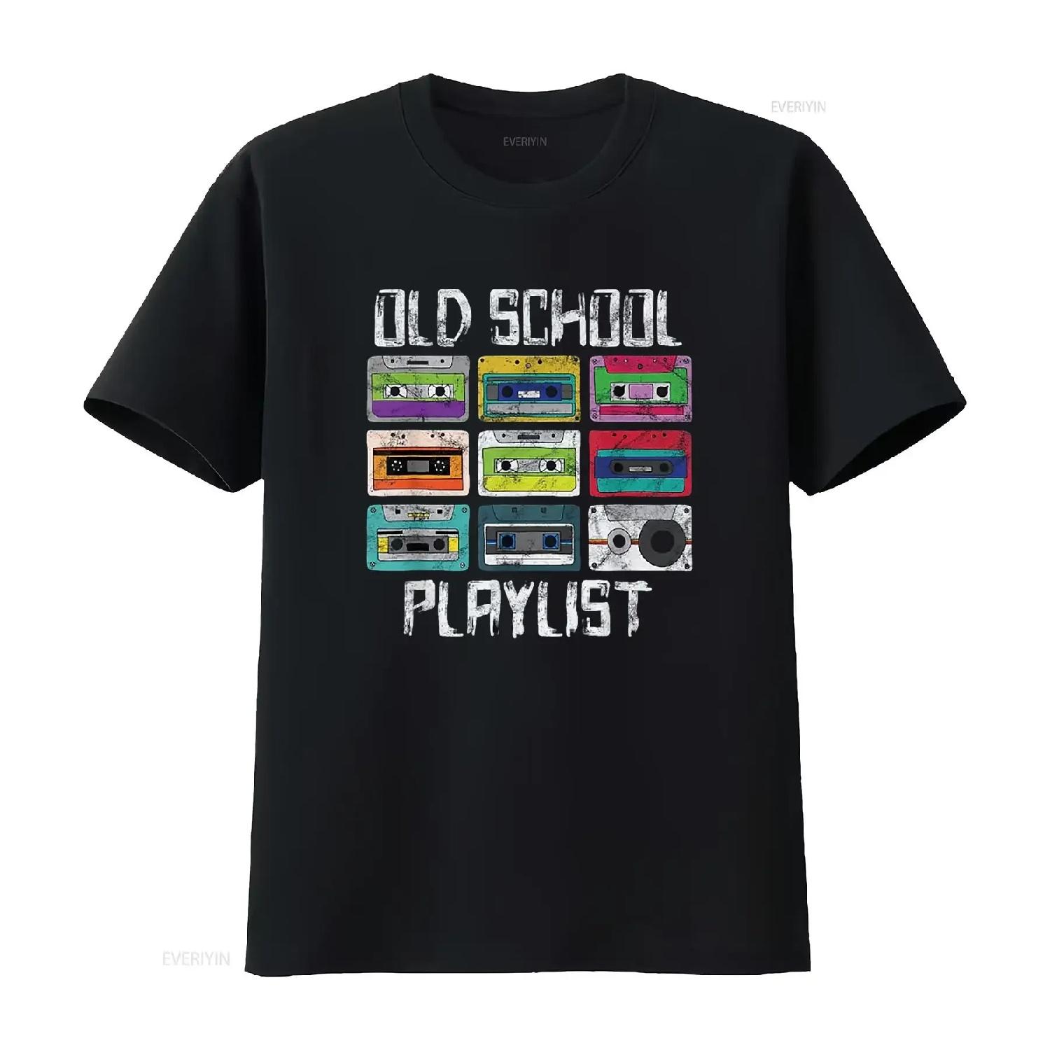 Cassette Tape Music T Shirt Retro 80s Old School Playlist Black Large vintage Washed Breathable Versatile designer clothes XXXXXL разноцветный