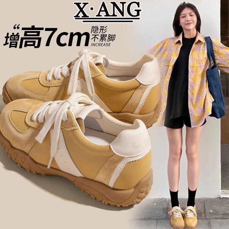 Inner height increase cm small women's shoes genuine leather spring and summer new versatile soft sole casual