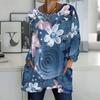Plus Size Ladies V Neck Long Sleeve Tee Soft Loose Tops For Casual Shopping And Leisure Time
