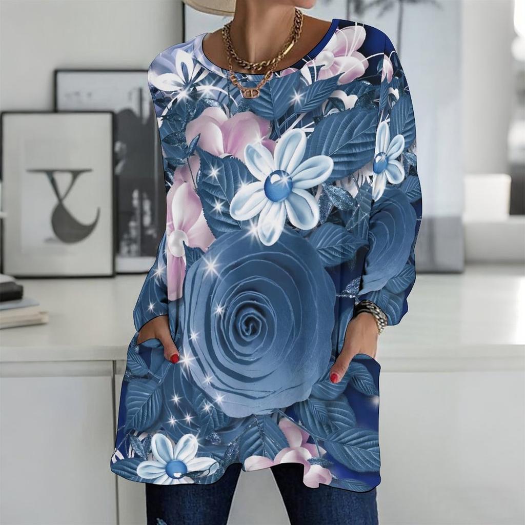 Plus Size Ladies V Neck Long Sleeve Tee Soft Loose Tops For Casual Shopping And Leisure Time
