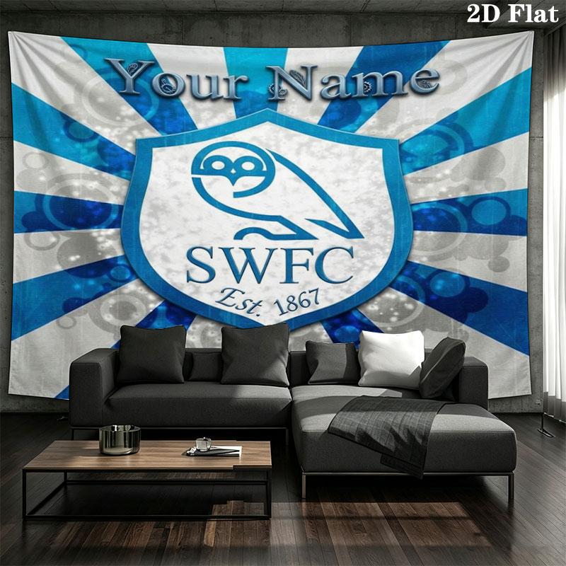 Sheffield Wednesday Football Club Custom Name Wall Tapestry Aesthetic Wall Hanging Printed Fabric Blanket Decorative Tapestries for Bedroom Living Roo