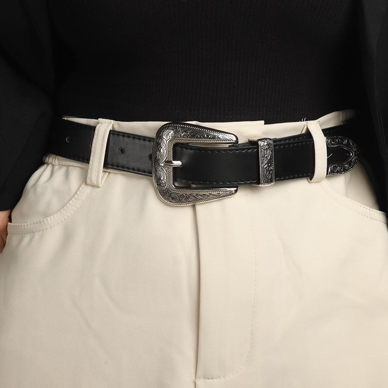 European and Black Belt for Women's Decoration, Simple and Versatile Belt, Retro and F