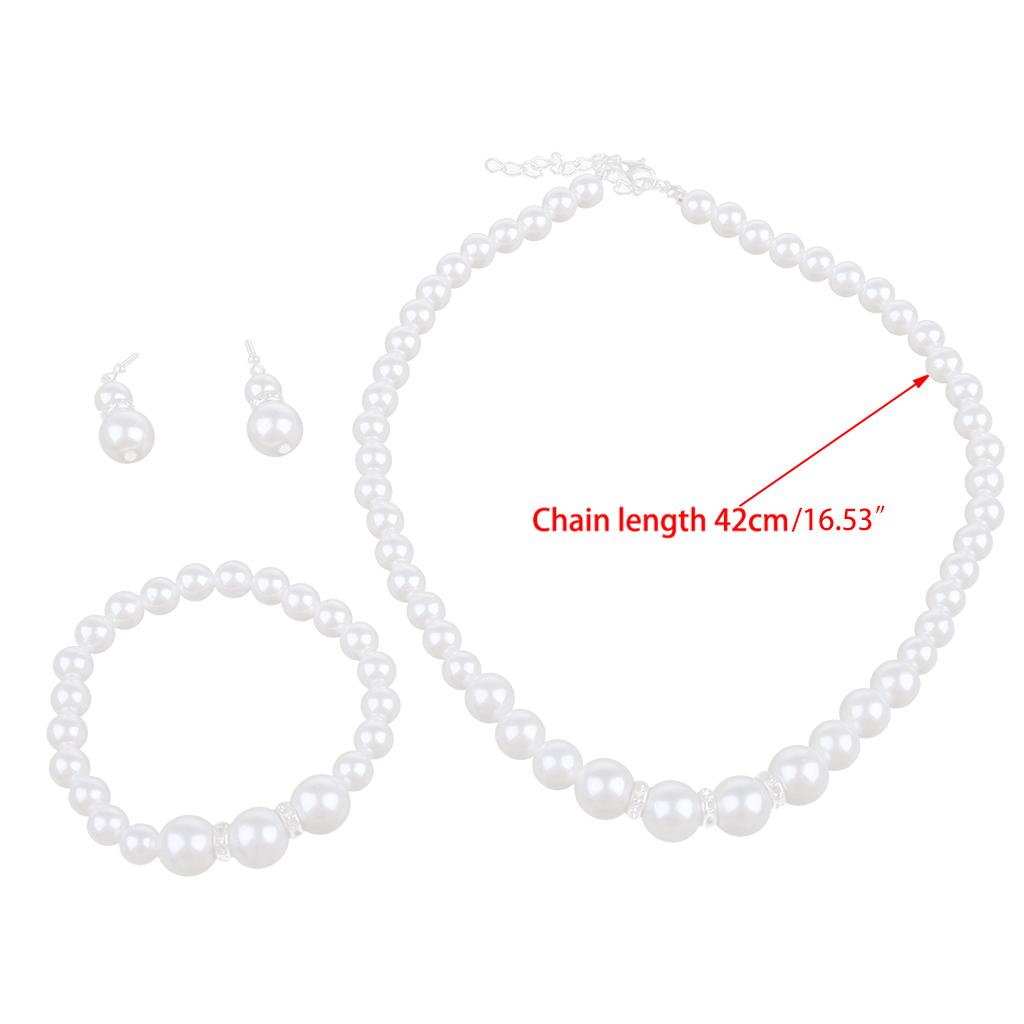1 Set Beautiful Pearl Necklace Earrings Bracelet for Best Friend Wedding Party
