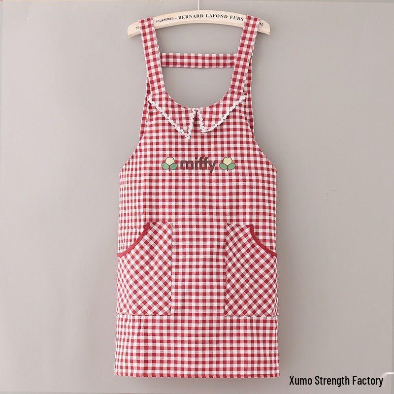 Женский холщовый фартук в корейском стиле: Дышащий, Модный Дизайн Талии для Домашней Кухни