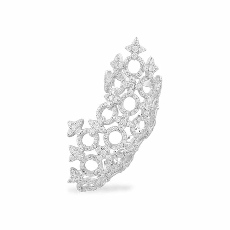 APM Monaco METEORITES/Hexagram [Romantic Confession] Single Hexagram Circle Ear Clip Women s Silver AE14205OX