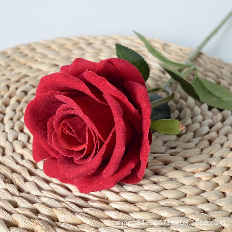 Velvet Big Single Rose Simulation Flower For Photography Props And Decor Home