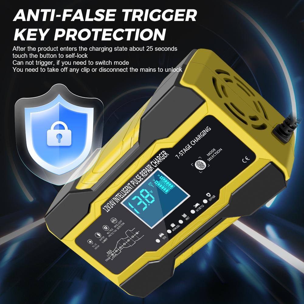 Schnelles Aufladen Auto Moto Blei Intelligentes Digitalanzeige Batterieladegerät Nass Trocken Blei Säure Batterie Vollautomatisch Autobatterieladegerät 12V/ 24V