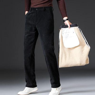 Fengxun Herren Winter Fleecegefütterte Cord Freizeithose