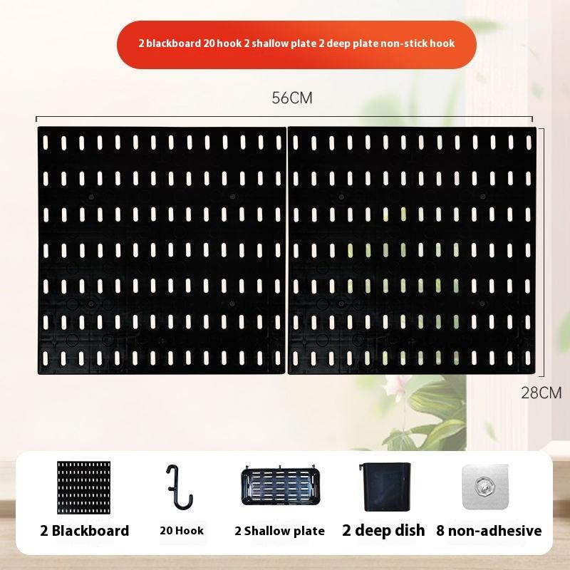 Panou perforat din plastic PP fără găurire, montat pe perete, organizator de bucătărie cu cârlige și rafturi, depozitare ajustabilă pentru baie, birou, unelte