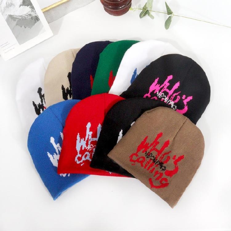 Jacquard Letter Hat Girls Bonnet 2000S Cool Girl Hat Women Headdress Casual Hat