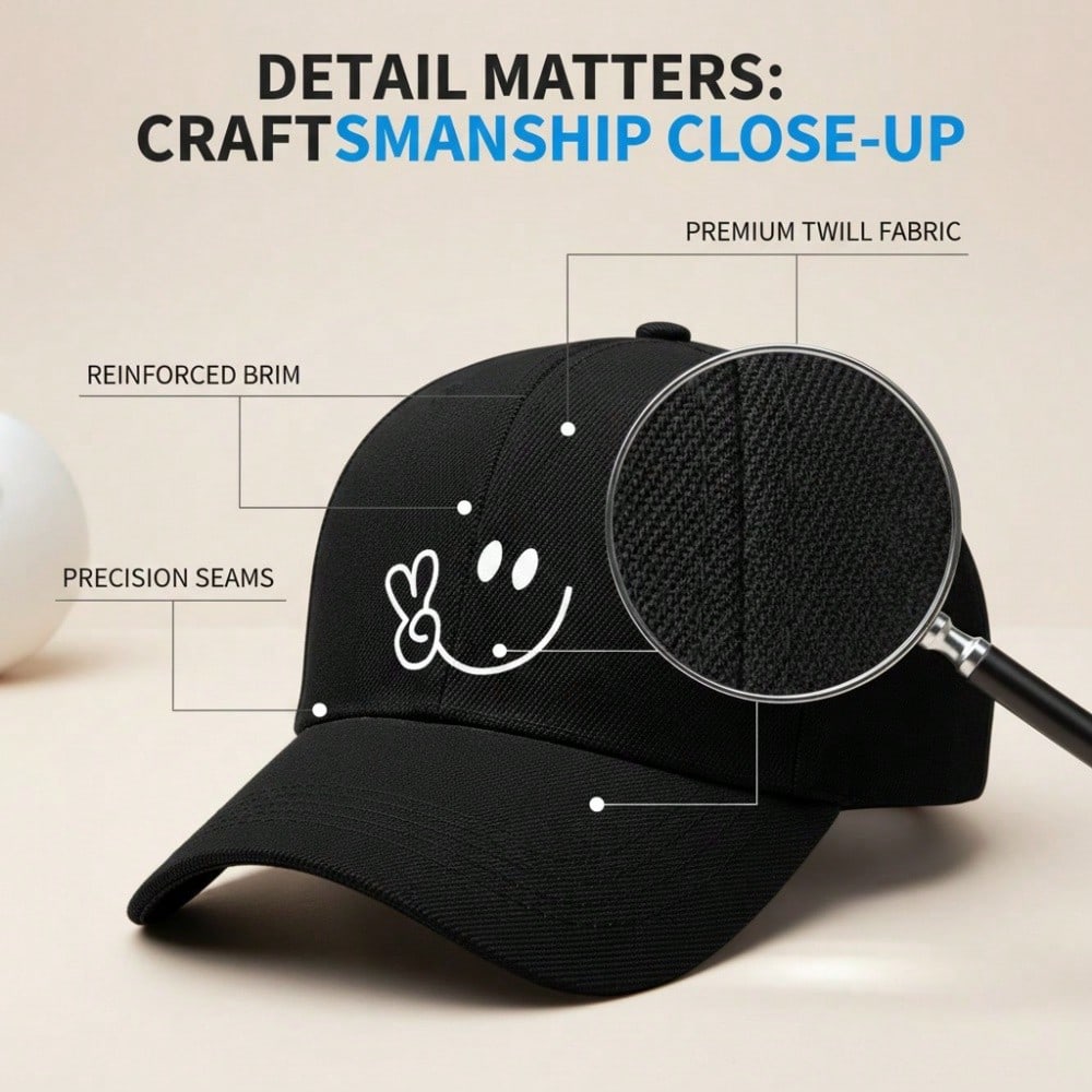 [ Baseball Cap] White  Face Print Polyester Adjustable Breathable Lightweight Curved Brim Casual Streetwear Daily Wear Baseball Hat - Dad Cap, Sun Hat