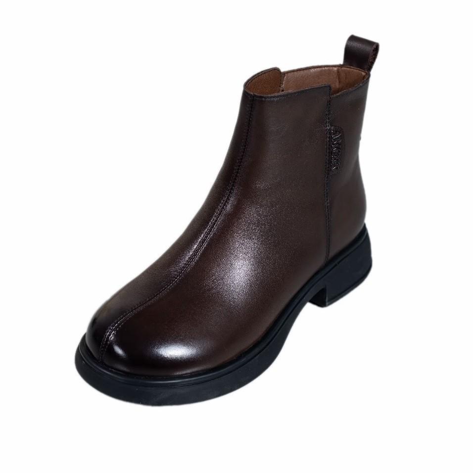 Soft leather soft sole retro velvet warm Martin boots women's autumn and winter new non-slip comfortable versatile short boots