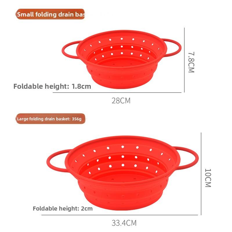Silicone Folding Basket Vegetable Fruit Filter Basket Retractable High Temperature Resistant Drain Basket