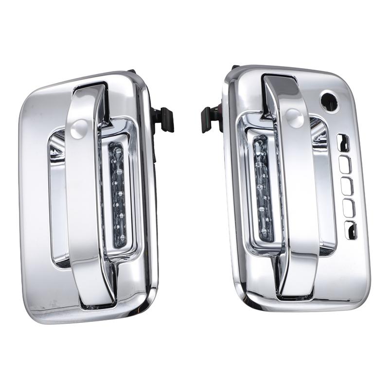 Front Left Right Exterior Door Handle W/Keyhole/With Keypad Hole For Ford F150 2004-2014 9L3Z-1522405-BA 9L3Z-1626604-AA Electroplating Color