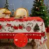 Christmas Rectangle Tablecloth Waterproof Xmas Holly Candy Cane Table Cloth Washable Table Cover for Home Dinner Party Decoration
