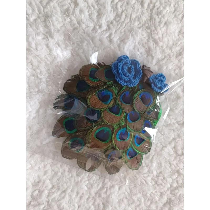 Fuentes transfronterizas tocado de bebé plumas de pavo real accesorios de fotografía de recién nacido ropa de modelado para fotos de bebé de cien días