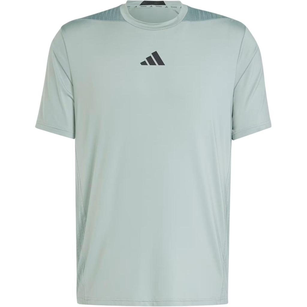 Adidas Designed-For-Training Intensity Logo Fitness Moisture-Wicking Crew Neck Short Sleeve Dopamine T-Shirt Men Tops Silver Green JI8187