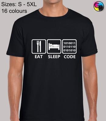 Essen Schlafen Programmieren Witz Neuheit Lustig Normale Passform T-Shirt Top T-Shirt Tee für Männer