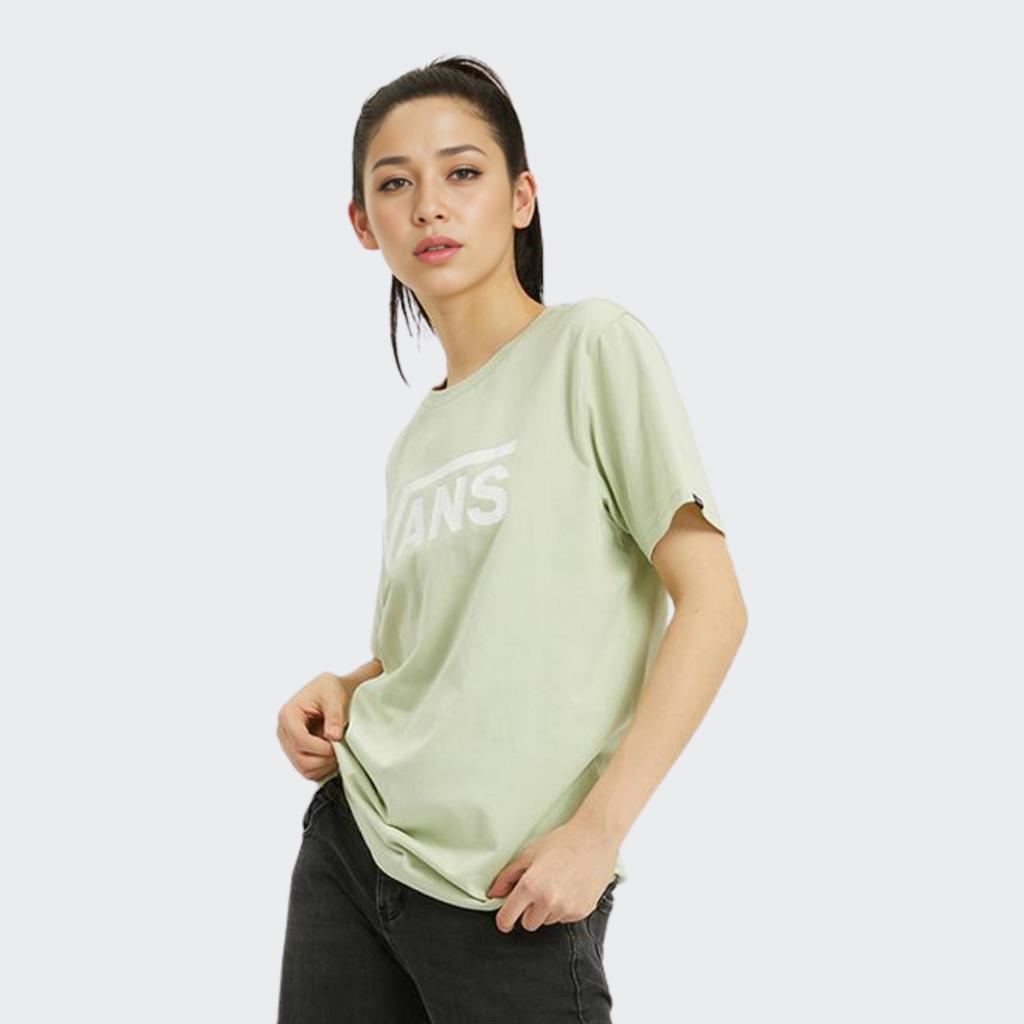 Vans Couples Logo Print Round Neck Short Sleeve T-Shirt Unisex Tops Light-Green VN0A4MM6YSJ