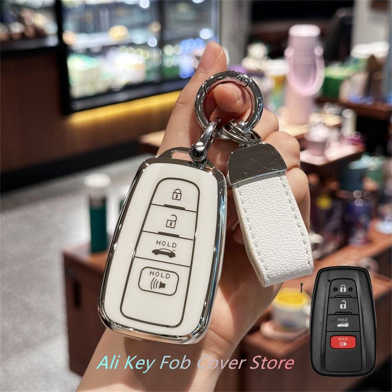 For Toyota Key Fob Cover For 2020-2024 Highlander 2018-2024 RAV4 Camry C-HR Corolla Avalon Prius Key Shell Case Keychain