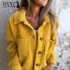 HNXC Women's Vintage Casual Lattice Print Autumn Winter Long Sleeve POLO Neck Jackets & Coats