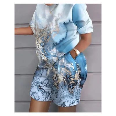 Summer Women's T-shirt Short Sleeved Shorts Set Fashionable Comfortable Soft Breathable Loose Fit Sports Leisure Plus Size Two-piece Set