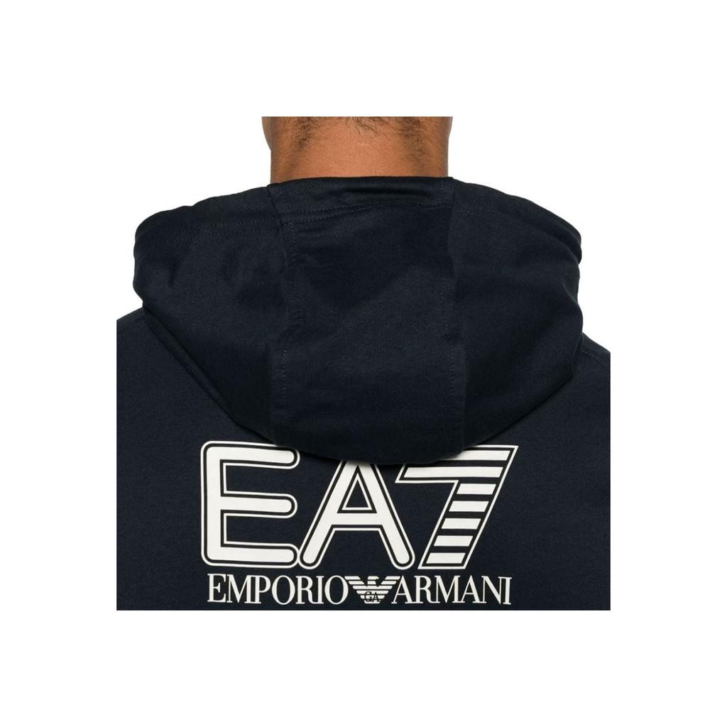 Emporio Armani EA7 Logo Print Hooded Zip-Up Long Sleeve Jacket Men Jackets Dark-Blue 6DPM53-PJVRZ-1562