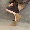 Super fire short boots women's 2025 new winter retro brown suede pointed cat and elastic thin boots
