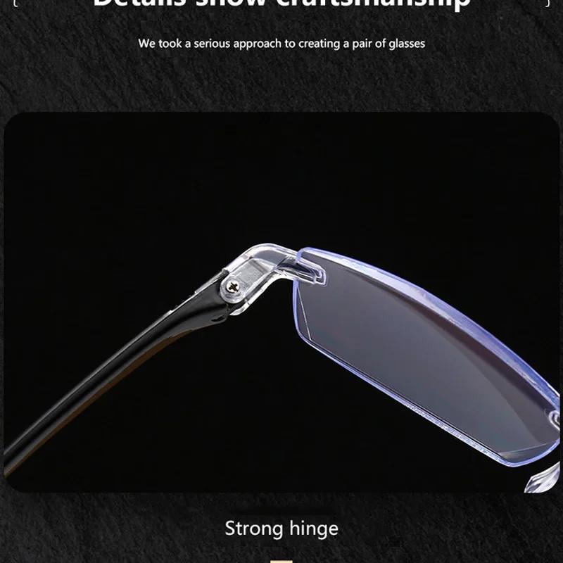 Reading Glasses Men Anti Blue Rays Presbyopia Goggles Women Vintage Rimless Eyewear Diopter +1.0 1.5 2.0 2.5 3.0 3.5 4.0