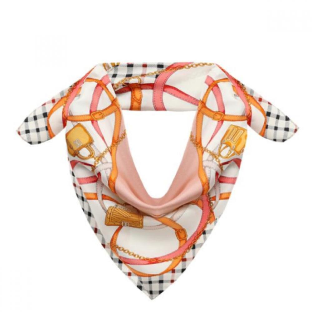 Daks Pink Logo Chain Print Silk Scarf Dcsc8e142p2