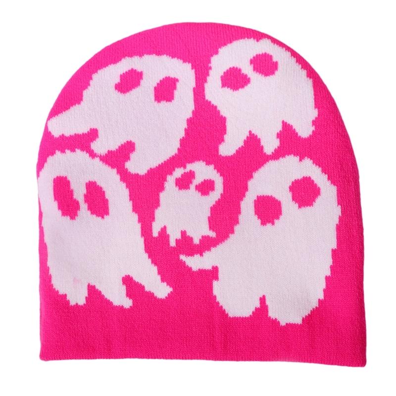 Halloween Skull Hat Unisex Knit Versatile Hat Knit Party Holiday Winter Warm Hat Fun Print Theme