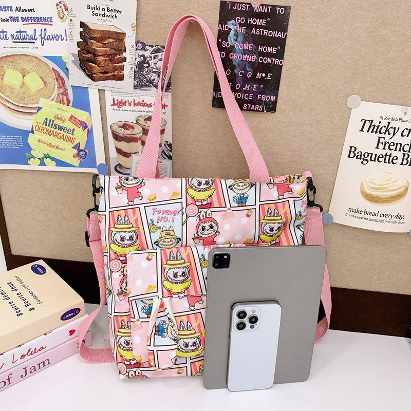 Labubu New Messenger Bag Student Tutoring Bag Shoulder Bag Female Cute Labubu Large Capacity Waterproof Tote Bag
