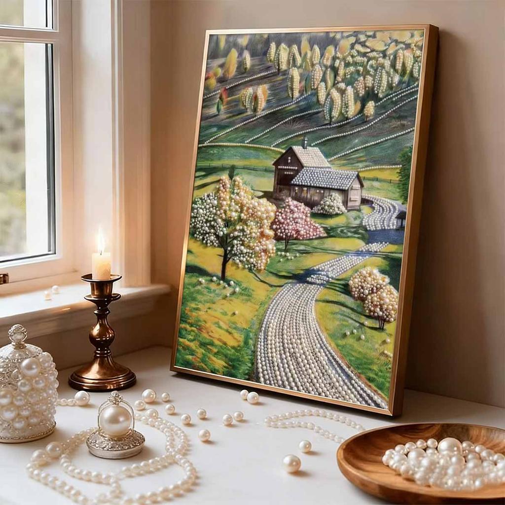 Pearl Painting Kit Country Theme Frameless Handicraft DIY Bedroom Decoration Living Room Wall Art Room Decoration Art Craft Decoration