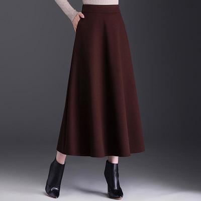 Trendy Women's Winter Woolen A-Line Half-Skirt: Mid-Length Flare Design