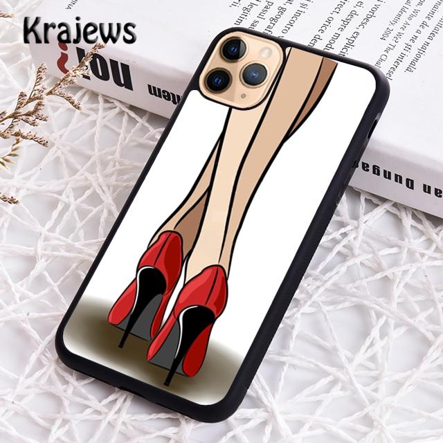 Krajews Red High Heel Shoes Cute Phone Case Cover For iPhone 17 Air 16 15 14 Plus 11 12 13 Pro Max Coque Shell Fundas