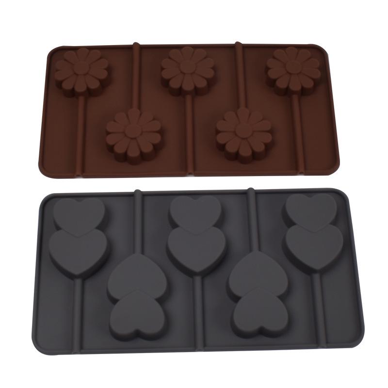 Silicone Heart & Flower Chocolate Lollipop Mold for DIY Baking & Cake Decoration