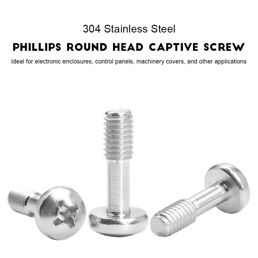 

NINDEJIN Cross Round Head Captive Screw 304 Stainless Steel M2 M2.5 M3 M4 M5 M6 M8 Phillips Pan Round Head Captive Panel Screws M5x10mm 5pcs