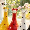 Cute Animal Shaped Floral Container Polka Dot Giraffe Vase, Hand-painted Resin Flower Creative Big-mouthed Unique Home Decor Accents Holder for Living