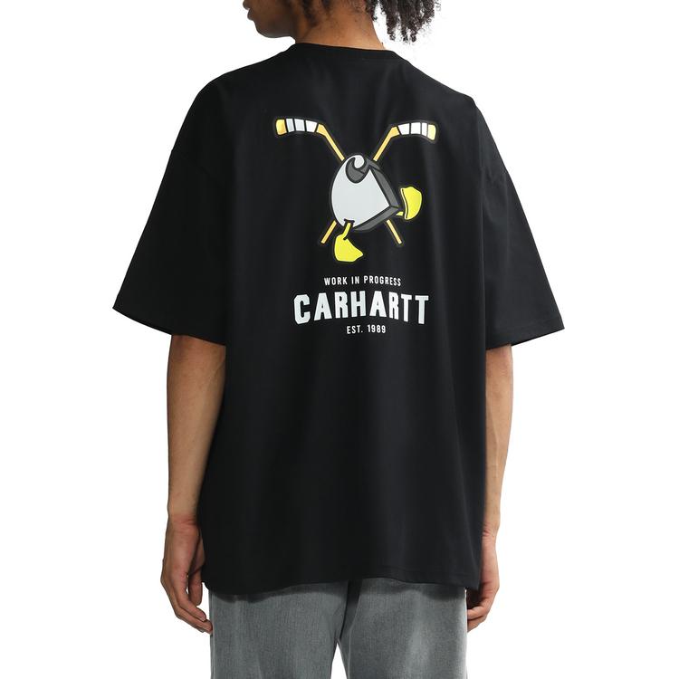 Carhartt WIP Urban Basic Ice Hockey Pattern Loose Fit Printed T-Shirt Men tops Black CHXTES231038K-BKX
