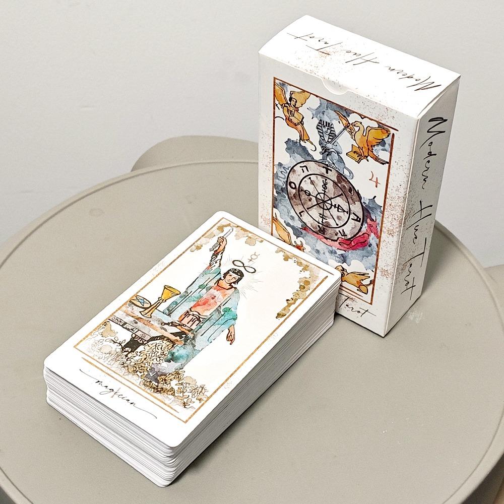 12x7cm Double-embossed Modern Hue Tarot Deck 78 Watercolor Tarot Cards Based on RWS Imagery Aesthetic Divination Card