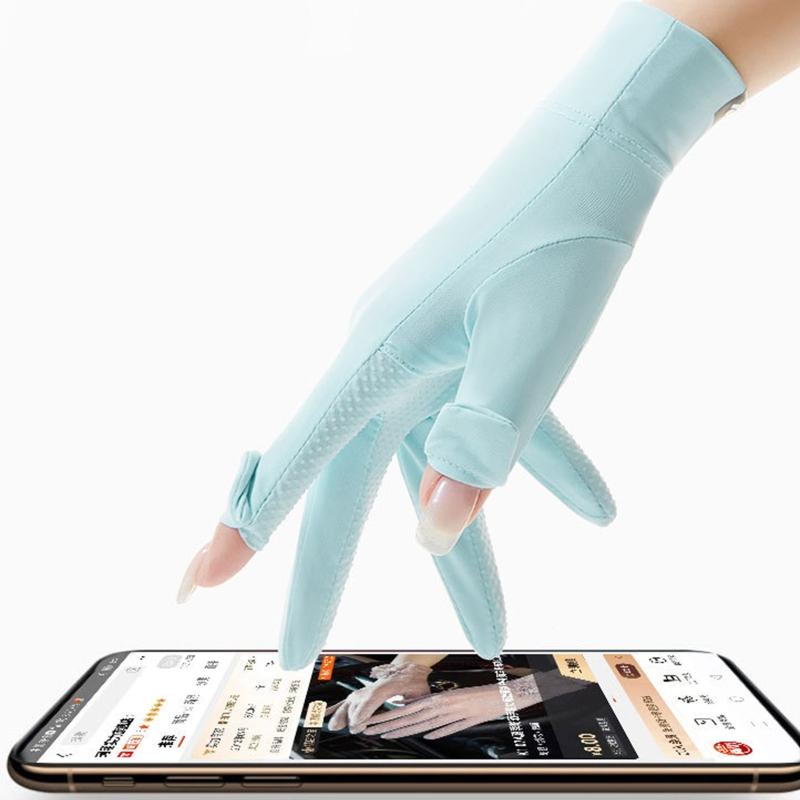 Summer and Spring Gloves Two-finger Exposed Gloves Sunproof Women Teens Skin-friendly Cycling Hiking Gloves Mittens