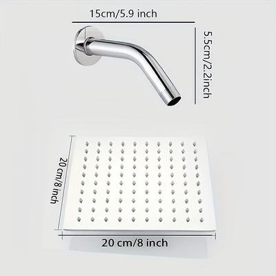 Chuveiro de Alta Pressão Potente em Aço Inoxidável - Economia de Água & Alto Fluxo Design Moderno, Montado na Parede Quadrado Acabamento Polido