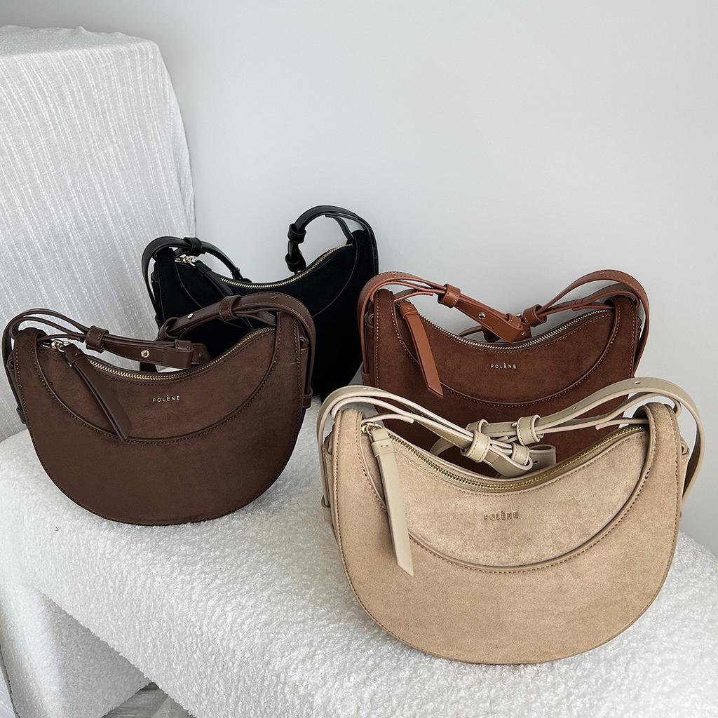 Women's Bag Niche New Autumn and Winter Frosted Crescent Bag Armpit Bag Women's Shoulder Bag Saddle Bag