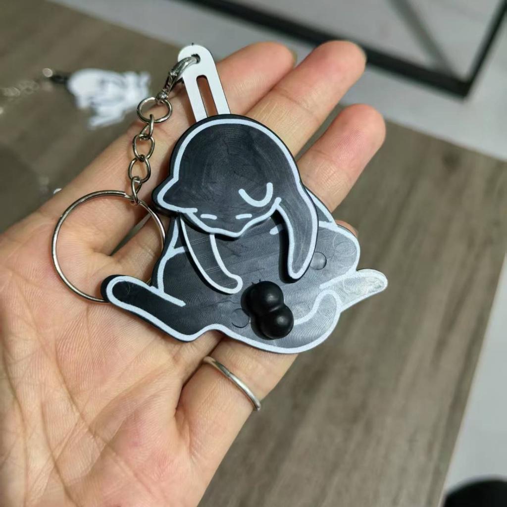Creative Pull Play Egg Cat Keychain Pendant Cute and Funny Rotatable Acrylic Bag Pendant for Women Keyring Purse Car Accessories