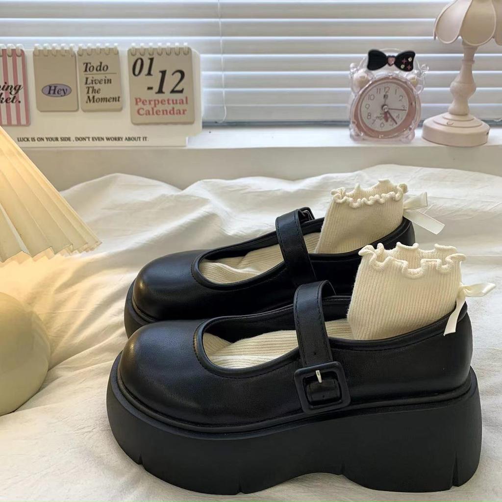 Fashion Bow-Knot Soft Shoes Woman Flats Oxfords Clogs Platform Butterfly Dress Leather Summer New Creepers Mary Janes Butterfly-knot