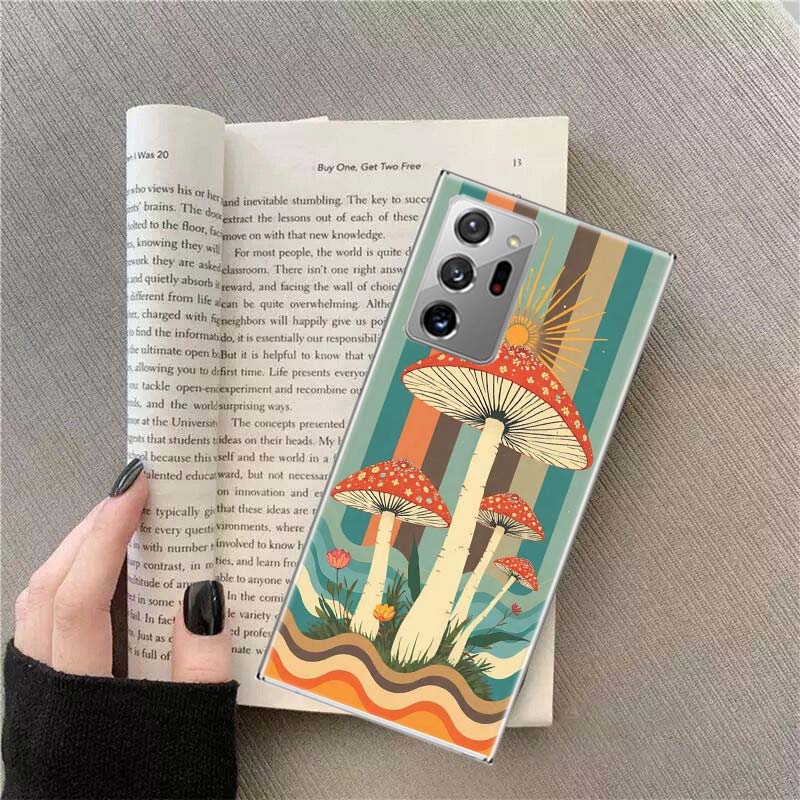 

Boho Hippy Mushroom Sunrise Phone Case For Samsung Galaxy S25 Edge S24 S23 FE S22 S26 Ultra S21 S20 S10 Plus Capa Soft Samsung S25 Plus