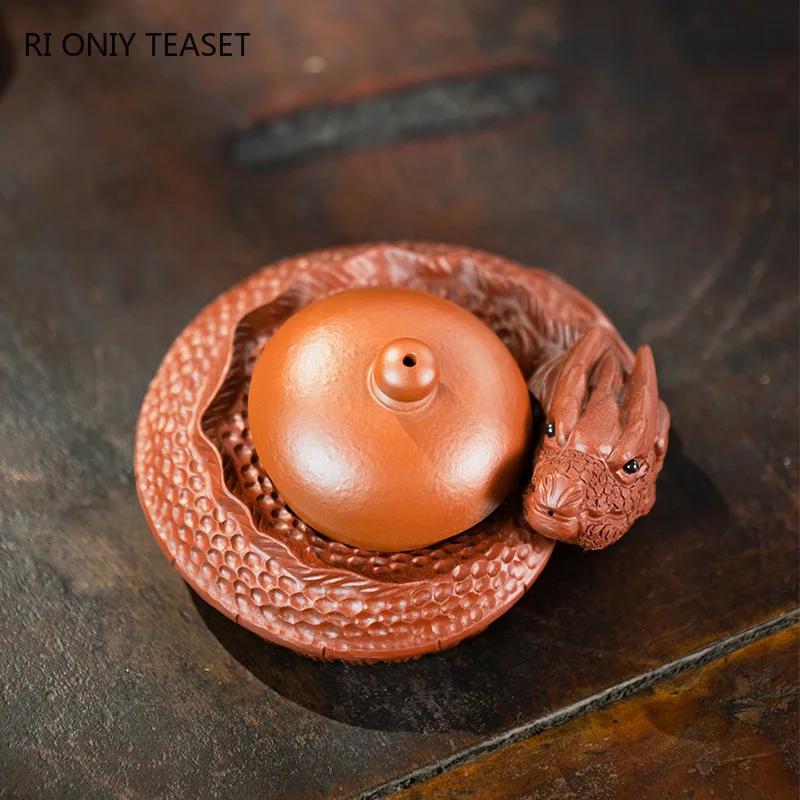 Yixing Purple Clay Tea Pet Chinese Zodiac Dragon Statue Ornaments Desktop Crafts Handmade Sculpture Tea Figurine Decors Tea Set